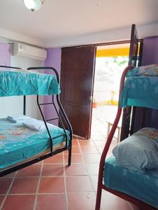 Habitación con 2 literas en una habitación en Kame House en Juan Gallego