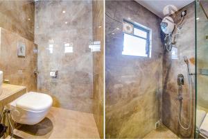 2 fotos de un baño con aseo y ducha en FabHotel Prime Jalsa en Calcuta