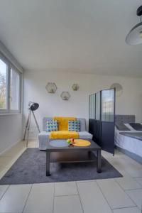 uma sala de estar com um sofá e uma mesa de centro em Metz Muse Studio 4 couchages em Metz