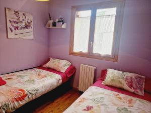 a bedroom with two beds and a window at VALDI-BIESCAS in Biescas