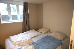 a bedroom with two beds and a window at (id116) Nørregade 51 kld tv in Esbjerg