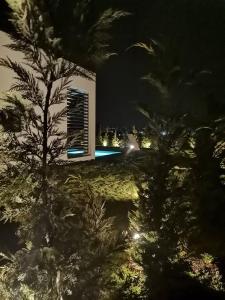 - une vue nocturne sur un bâtiment éclairé dans l'établissement Ioannina Secret Luxury Villas, à Ioannina