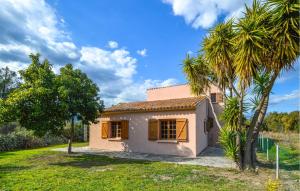a small white house with a palm tree at 4 Bedroom Awesome Home In Pancheraccia in Pancheraccia
