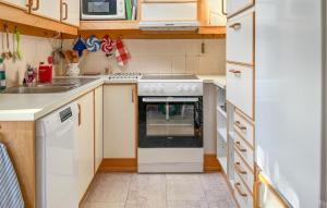 a small kitchen with a stove and a sink at 1 Bedroom Gorgeous Home In Kpingsvik in Köpingsvik