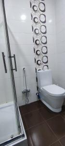 ランカランにあるPink houseのバスルーム(シャワー付)の白いトイレ