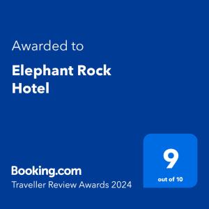 Sertifikat, nagrada, logo ili drugi dokument prikazan u objektu Elephant Rock Hotel