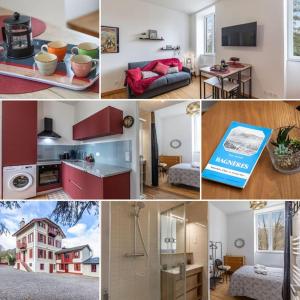 a collage of pictures of a kitchen and a living room at Repaire du Bagnérais in Bagnères-de-Bigorre