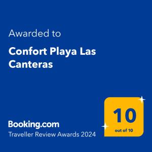 Certifikát, hodnocení, plakát nebo jiný dokument vystavený v ubytování Confort Playa Las Canteras