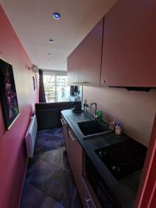 una cocina con fregadero y encimera en Le Boudha Love, en Cap d'Agde 2 fotos más