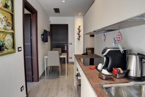 a kitchen with a sink and a counter top at Arsenale Turin Rooms in Turin