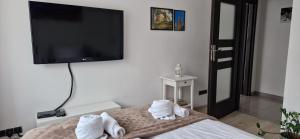 Łóżko lub łóżka w pokoju w obiekcie Apartament Rynek 40m2 Wrocław Stare Miasto