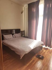 a large bed in a bedroom with a window at Luxury Gest house in Addis Ababa