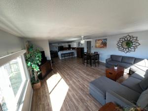 an aerial view of a living room and dining room at River view Lazy Casa in Bullhead City