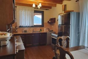 a kitchen with a stainless steel refrigerator and a sink at Agnes Cottage House in Konitsa