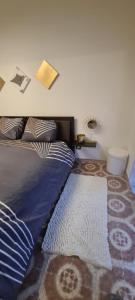 um quarto com uma cama e um tapete no chão em Casa Jiulia em Villanova dʼAlbenga