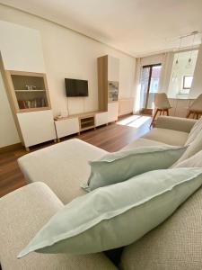 奧維多的住宿－Apartamento Oviedo Centro，一间带两张床和电视的客厅