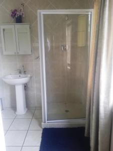 ein Bad mit einer Dusche und einem Waschbecken in der Unterkunft @Home in Newcastle