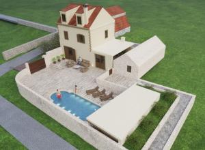 un modelo de casa con piscina en Villa on Biševo - transfer and car included, 5 min to the sea, en Polje