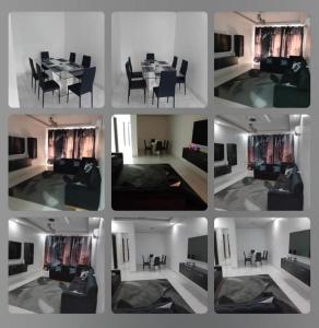 eine Collage mit Fotos von einem Wohnzimmer und einem Esszimmer in der Unterkunft Luxury 2- Apartment Furnished luxury residence in Cocody