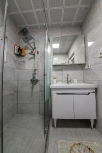 a bathroom with a sink and a shower at Kapadokya Hatice Ana Tatil Evi in Urgup