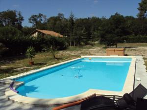 a large blue swimming pool in a yard at HERMITAGE in Anzex