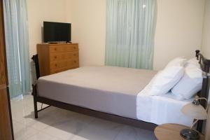 1 dormitorio con cama y vestidor con TV en Santis apartment, en Areopoli