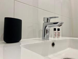 un lavandino in bagno con rubinetto su un bancone di Suite Coraline a Lione