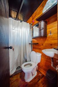 ein Bad mit einem WC und einem Waschbecken in der Unterkunft El Templo del Agua in San Rafael