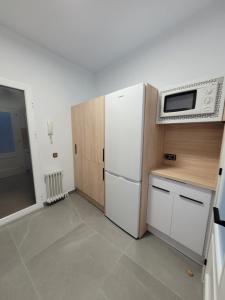 a kitchen with a white refrigerator and a microwave at LIVING CAZORLA II in Cazorla