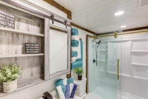 a bathroom with a shower and a toilet at Fishing Pond Access Pet-Friendly Lorena Studio in Lorena +16 photos