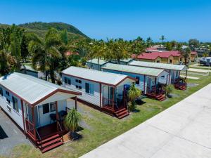 an overhead view of a row of mobile homes at NRMA Capricorn Yeppoon Holiday Park in Yeppoon