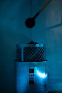 a dark room with a blue light in a room at HAZcottage in Makinohara +13 photos