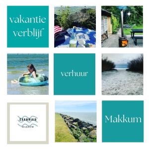a collage of photos with a woman in a raft in the water at Zeebries in Makkum