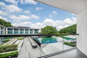 a view from the balcony of a building at Oriental Resort Guangzhou in Guangzhou