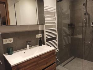 a bathroom with a sink and a shower at Apartment Sonnenwinkl in Kössen +13 photos