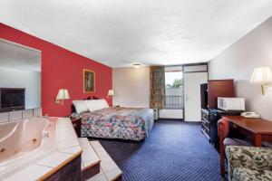 Days Inn by Wyndham Martin في Martin: غرفة الفندق بسرير وحوض استحمام