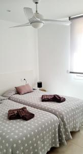 エンプリアブラバにあるCAP RAS 40 Aのベッドルーム1室(隣り合わせのベッド2台付)