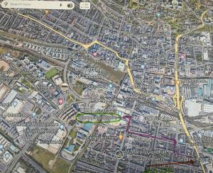 a map of a city with a yellow freeway at Centrally located to the city of Lincoln (Egon) in Lincolnshire