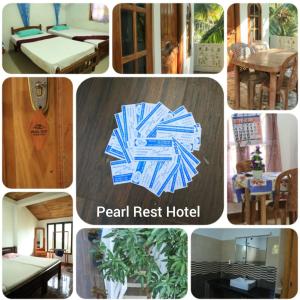 a collage of pictures of a hotel room at Pearl Rest in Mannar