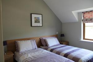 2 nebeneinander sitzende Betten in einem Schlafzimmer in der Unterkunft Cosy Holidayhomes Kenmare in Kenmare