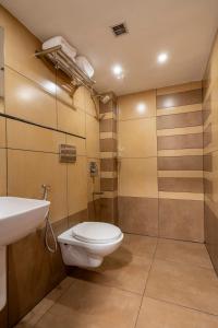 科特塔耶姆的住宿－Daan Orchid Residency，浴室配有卫生间、盥洗盆和淋浴。