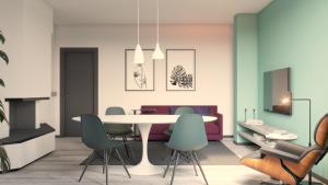 a dining room with a table and chairs at Residence Il Melograno in Sirmione