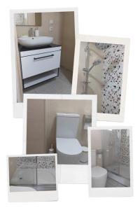 a collage of pictures of a bathroom with a toilet and a sink at GreenHill - Your Guesthouse in Ubisa in Ubisi
