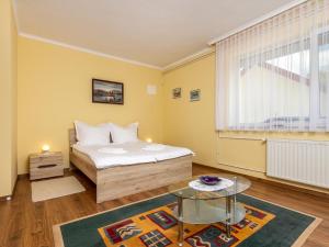 um quarto com uma cama e uma grande janela em Apartment Cserszeg by Interhome em Cserszegtomaj