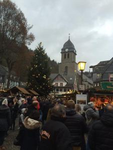 Eine große Menschenmenge steht um einen Weihnachtsbaum herum in der Unterkunft Ferienwohnung Tante Martha in Auchen