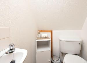 a bathroom with a white toilet and a sink at Chalet Two in Deal +14 photos