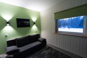 ein Wohnzimmer mit einem Sofa und einem Fenster in der Unterkunft Paunküla Nature Resort in Kose