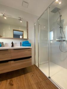 a bathroom with a shower and a sink at CHAMBRES D'HOTES Chez Nicole et Christian in Villaz +17 photos