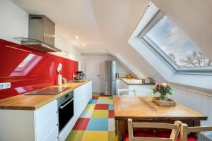 Kuchyň nebo kuchyňský kout v ubytování Voßberg Fewo 3