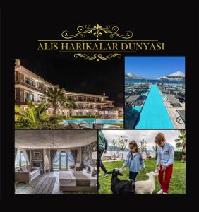 a collage of pictures of a resort with a child and animals at Assos Alis Farm Boutique Hotel & Spa in Behramkale